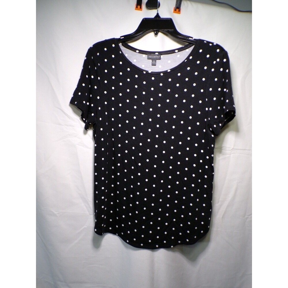The Limited Women's Black White Polka Dot Short Sleeve Knit Top M
